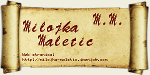 Milojka Maletić vizit kartica